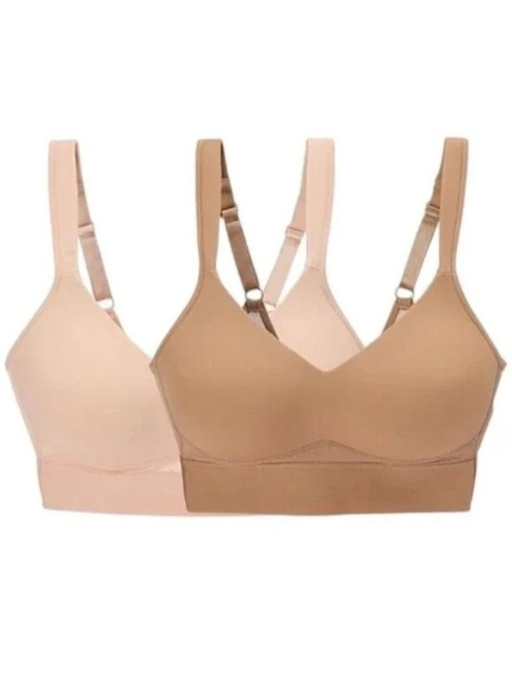Rhonda Shear Molded Cup Bra Large Wrap Back 2 Pack Pink Beige Lounge Intimate